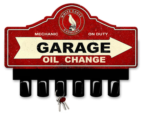 White Eagle Gasoline Key Hanger Vintage Sign Metal Sign