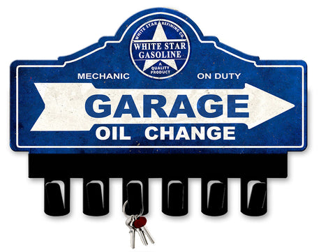 White Star Gasoline Key Hanger Vintage Sign Metal Sign
