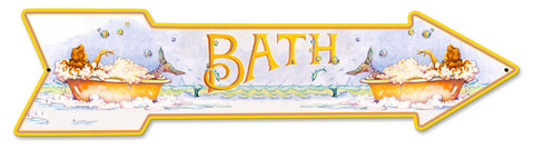Mermaid Bath Arrow Vintage Sign Metal Sign