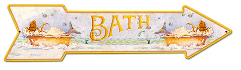 Mermaid Bath Arrow Grunge Vintage Sign Metal Sign