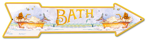 Mermaid Bath Arrow Vintage Sign Metal Sign
