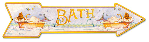 Mermaid Bath Arrow Grunge Vintage Sign Metal Sign