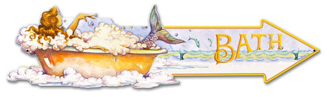 Mermaid Arrow Bath Vintage Sign Metal Sign