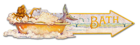 Grunge Mermaid Arrow Bath Vintage Sign Metal Sign