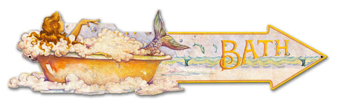 Grunge Mermaid Arrow Bath Vintage Sign Metal Sign