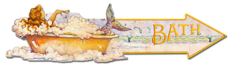 Grunge Mermaid Bath Arrow Vintage Sign Metal Sign