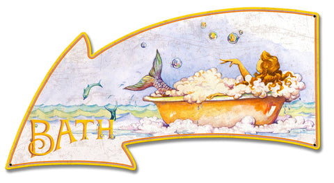 Grunge Mermaid Bath Vintage Sign Metal Sign