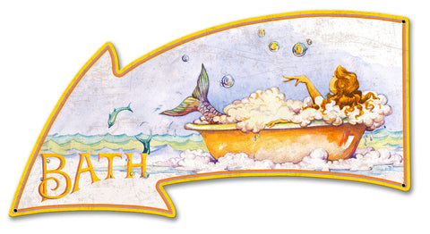 Grunge Mermaid Bath Vintage Sign Metal Sign