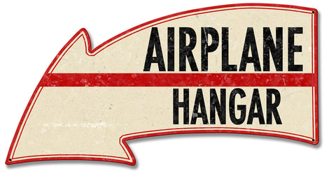 Airplane Hangar Arrow Vintage Sign Metal Sign