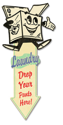 Laundry Arrow Down Vintage Sign Metal Sign