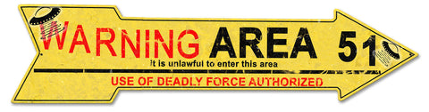 Area 51 Arrow Vintage Sign Metal Sign