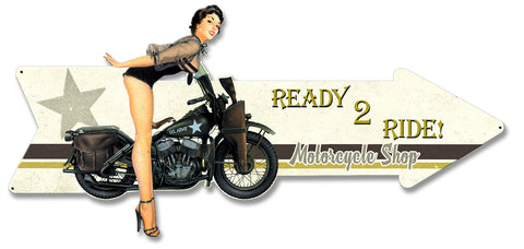 Ready 2 Ride Motorcycle Shop Grunge Vintage Sign Metal Sign