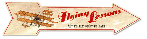 Flying Lessons Arrow Vintage Sign Metal Sign