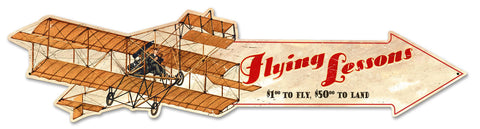 Flying Lessons Arrow Vintage Sign Metal Sign