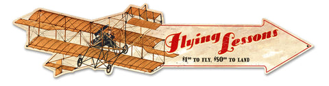 Flying Lessons Plane Arrow Vintage Sign Metal Sign