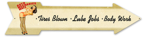 Auto Mechanics Mate Arrow Grunge Vintage Sign Metal Sign