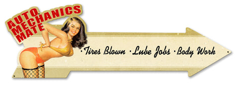 Auto Mechanics Mate Arrow Grunge Vintage Sign Metal Sign