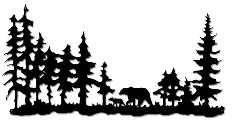 Bears In Forest Cutout Vintage Sign Metal Sign