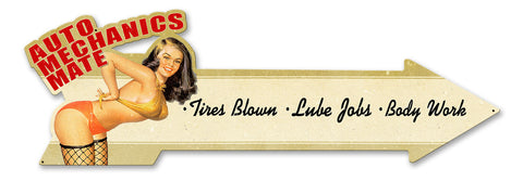 Auto Mechanics Mate Arrow Grunge Vintage Sign Metal Sign
