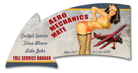 Aero Mechanics Mate Full Service Arrow Vintage Sign Metal Sign