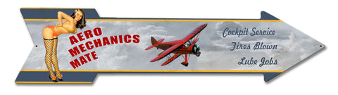 Aero Mechanics Mate Full Service Arrow Vintage Sign Metal Sign