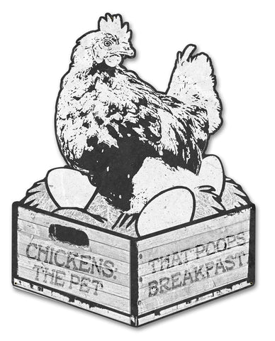 Chicken Pet Poops Breakfast Vintage Sign Metal Sign