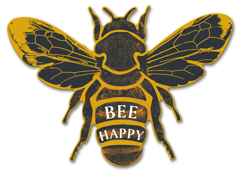Bee Happy Vintage Sign Metal Sign