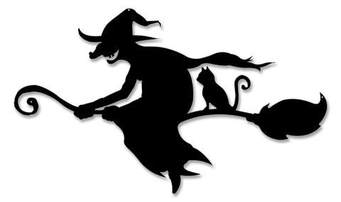 Witch and Cat Broom Silhouette Vintage Sign Metal Sign