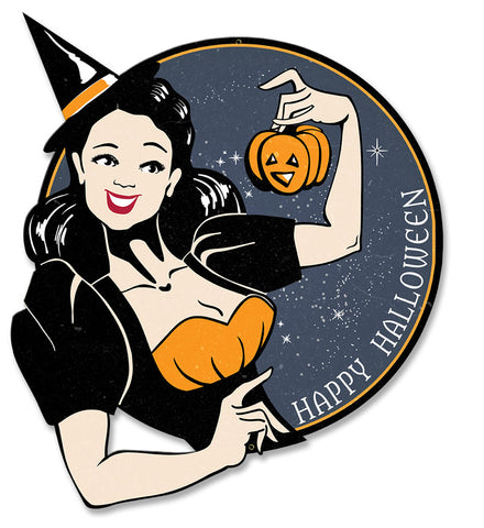 Witch Happy Halloween Vintage Sign Metal Sign