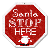 Santa Stop Here Vintage Sign Metal Sign