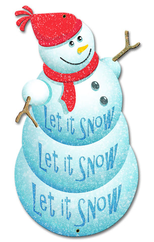 Let It Snow Snowman Vintage Sign Metal Sign