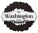 3-D  Family Name Wreath Vintage Sign - Personalized Metal Sign