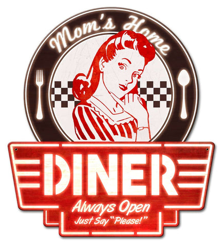Mom's Home Diner Vintage Sign Metal Sign