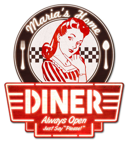 Mom's Home Diner Vintage Sign - Personalized Metal Sign