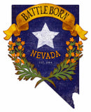 3-D Battle Born Nevada State Cutout Vintage Sign Metal Sign