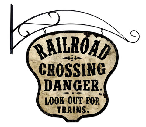 Railroad Crossing Double-Sided Vintage Sign Metal Sign