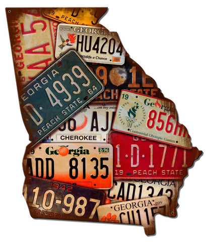 Georgia License Plates Vintage Sign Metal Sign