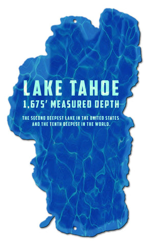 Lake Tahoe Measured Depth Vintage Sign Metal Sign