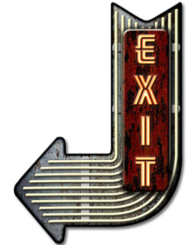 Exit Lt Arrow Vintage Sign Metal Sign