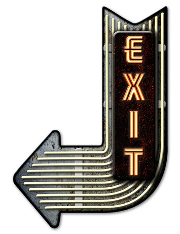 EXit Lt Arrow 3-D Vintage Sign Metal Sign