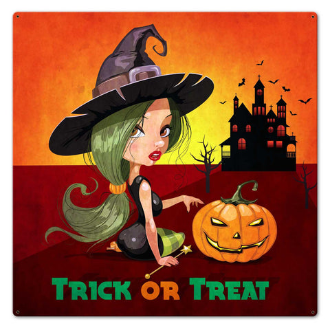 Trick Or Treat Witch Vintage Sign Metal Sign
