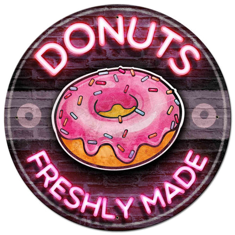 Donuts Made Fresh 3-D Vintage Sign Metal Sign