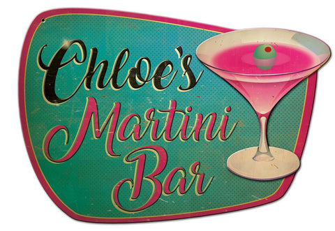 Martini Bar 3-D Vintage Sign - Personalized Metal Sign