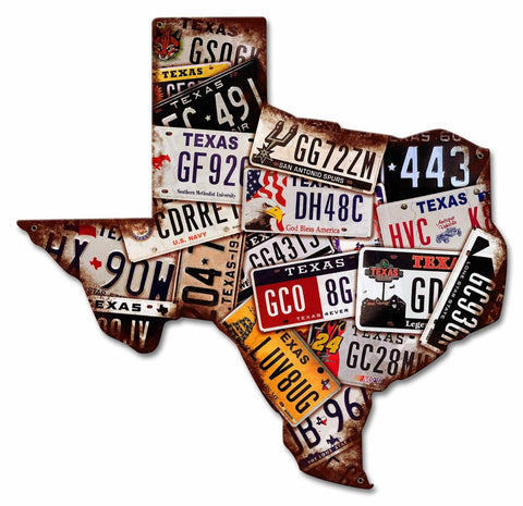 Texas License Plates Vintage Sign Metal Sign