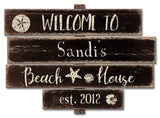 Beach House Black  Vintage Sign - Personalized Metal Sign