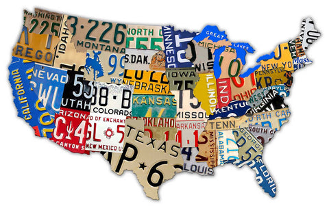 License Plate Map USA Vintage Sign Metal Sign