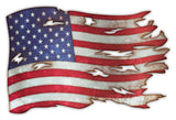 Tattered American Flag Metal Sign
