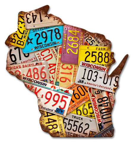Wisconsin License Plates Metal Sign