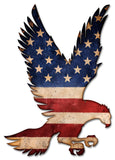 American Flag Flying Eagle Metal Sign