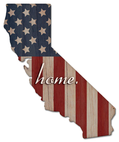 AMERICAN FLAG HOME CALIFORNIA Metal Sign